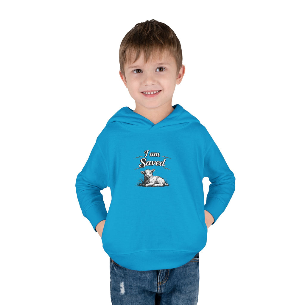 Toddler Hoodie — 'I Am Saved' Lamb & Jesus Portrait Christian Pullover