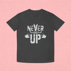 Never Give Up Fitness Tee — Motivational Weightlifting T‑Shirt