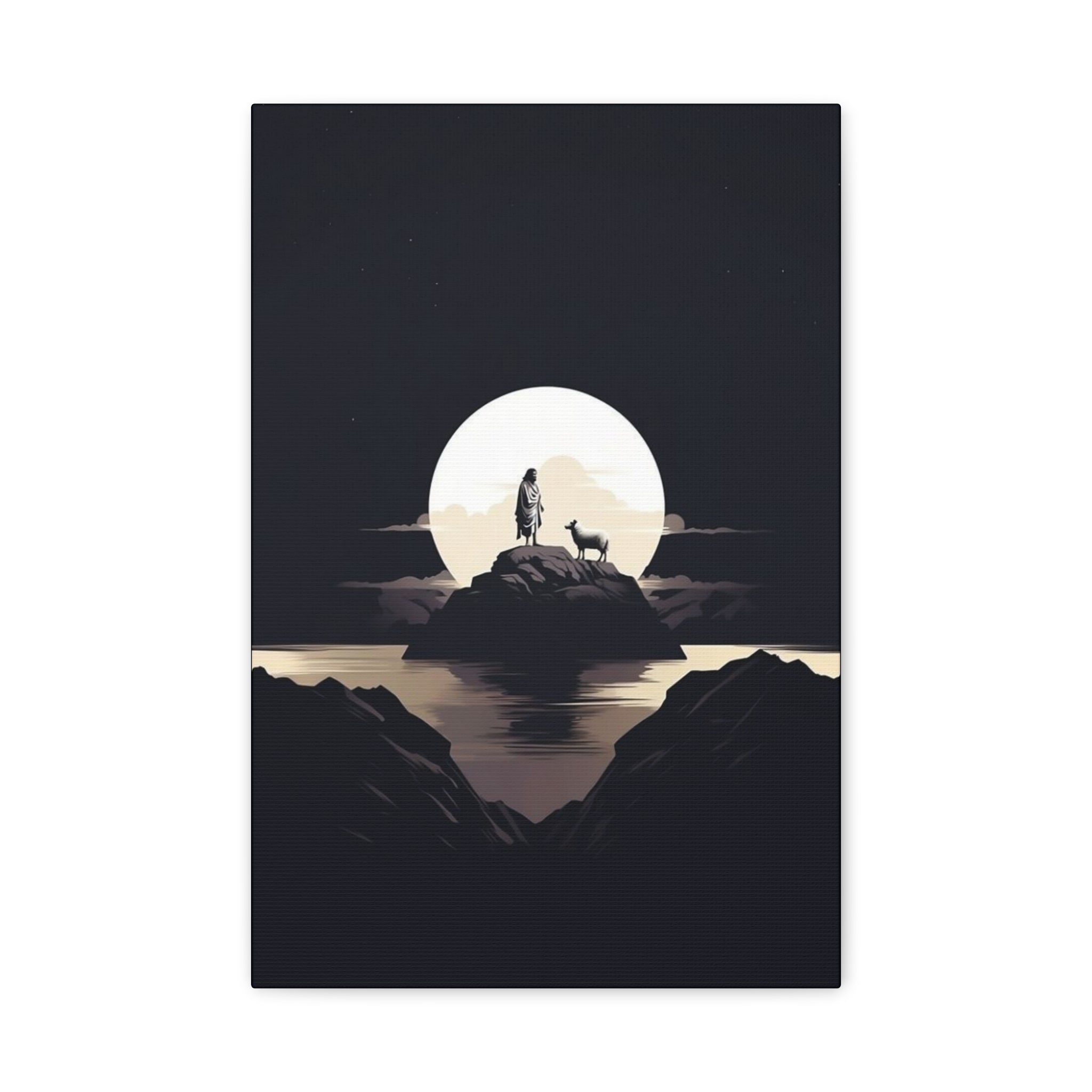 Moonlit Wanderer Canvas Print — Minimal Nature Wall Art