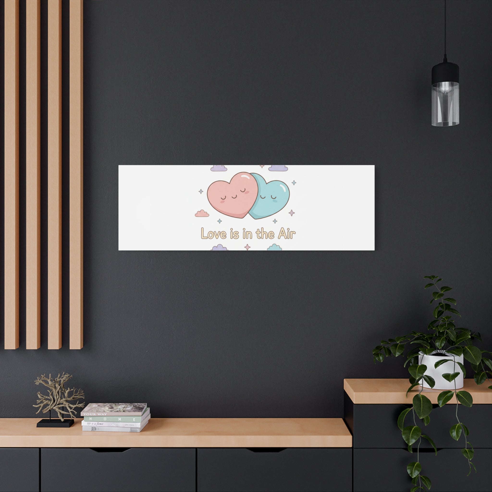 Love Is in the Air Heart Illustration Canvas | Micro‑Romance Galentine’s Pastel