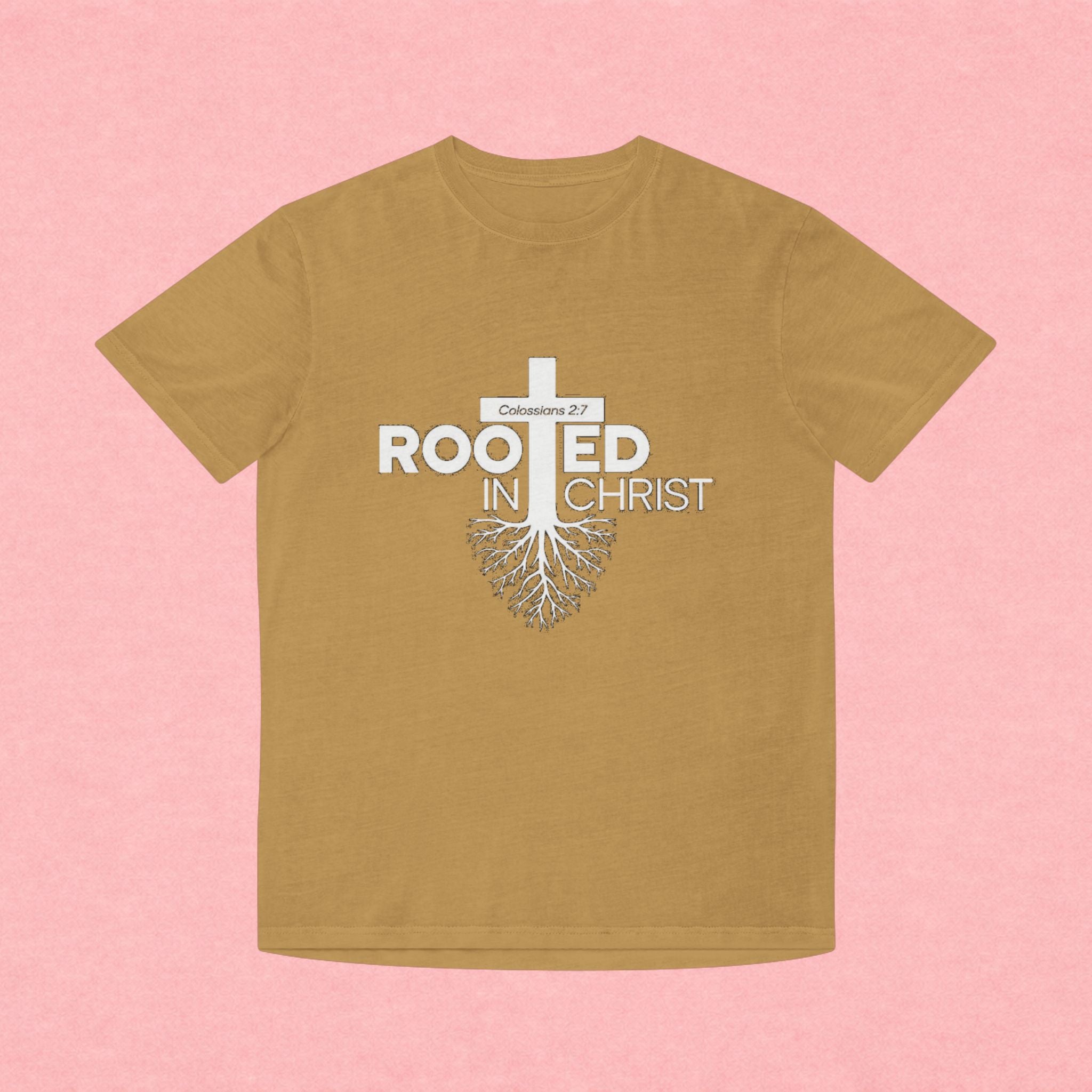 Rooted in Christ T-Shirt — Colossians 2:7 Christian Faith Tee