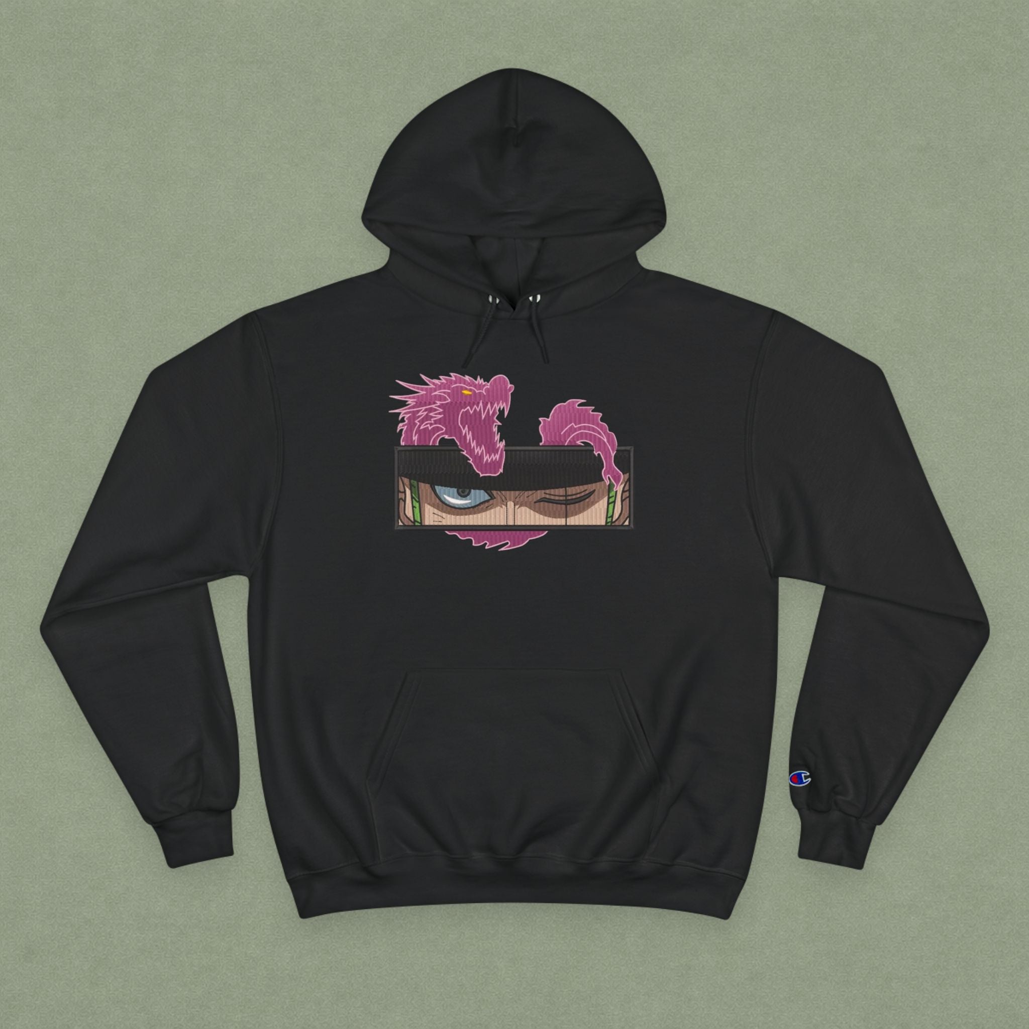Dragon Eye Hoodie — Anime-Inspired Champion Hoodie with Pink Dragon Graphic