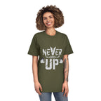 Never Give Up Fitness Tee — Motivational Weightlifting T‑Shirt