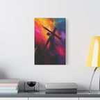 Colorful Abstract Jesus Carrying Cross Canvas Print — Vibrant Christian Wall Art