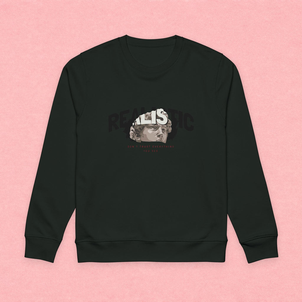 Realistic Portrait Sweatshirt — ‘Realistic’ Graphic Organic Crewneck