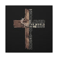 Christian Cross Canvas Wall Art — "For God So Loved the World That He Gave His Only Son" Matte Stretched