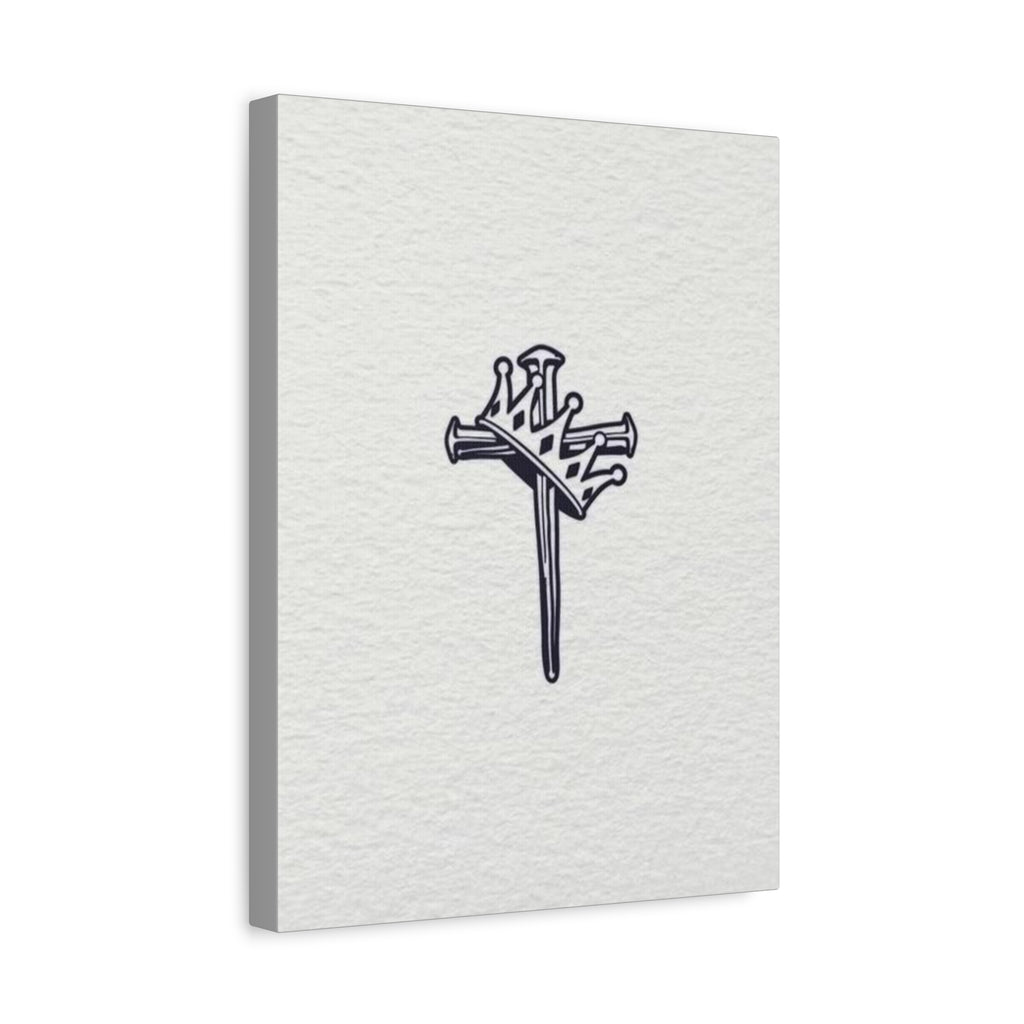 Nail Cross Canvas Art — Minimalist Religious Matte Stretched Wall Decor
