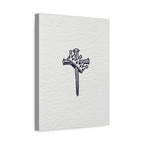 Nail Cross Canvas Art — Minimalist Religious Matte Stretched Wall Decor