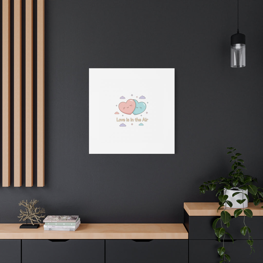 Love Is in the Air Heart Illustration Canvas | Micro‑Romance Galentine’s Pastel