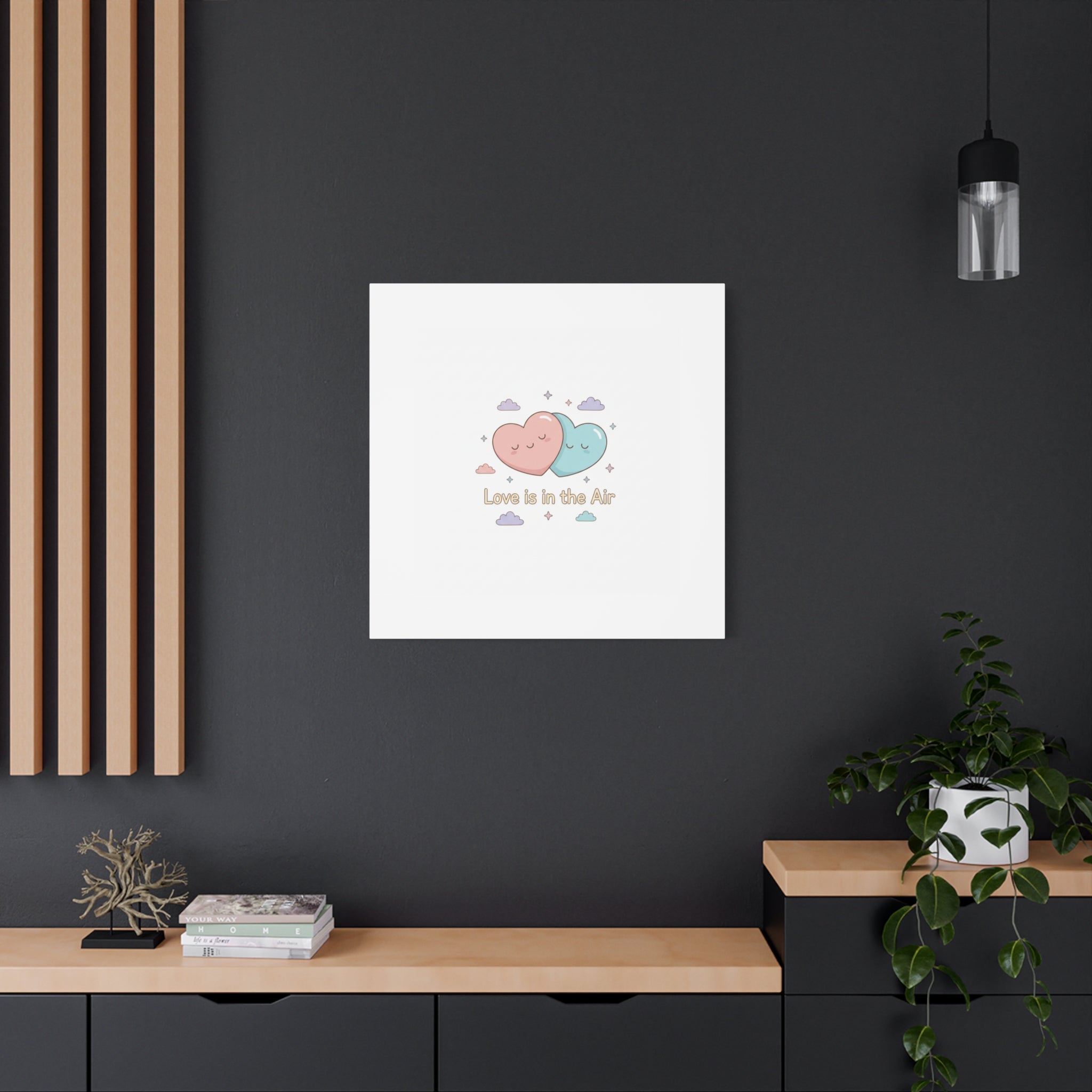 Love Is in the Air Heart Illustration Canvas | Micro‑Romance Galentine’s Pastel