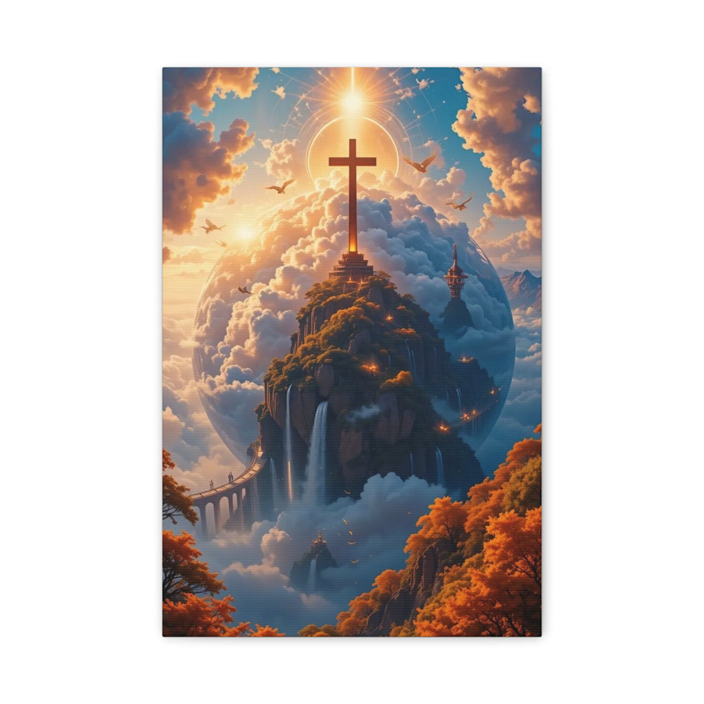 Heavenly Cross Canvas Wall Art — Inspirational Christian Church Decor