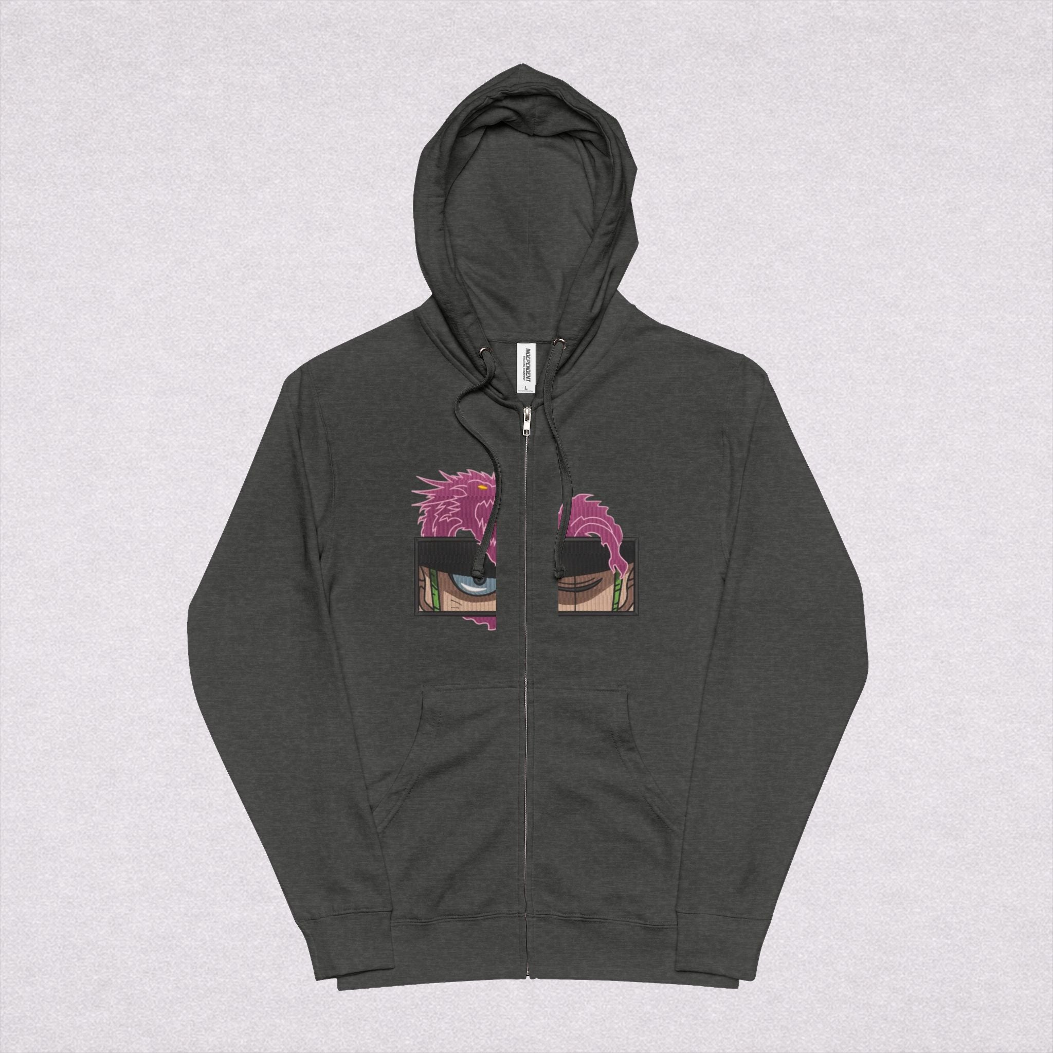 Green Zip Zoro Hoodie with Retro Cassette & Palm Graphic