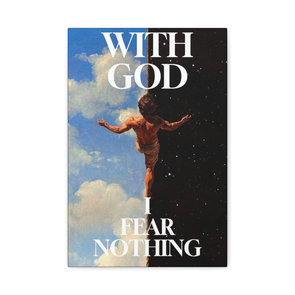 With God I Fear Nothing Canvas Wall Art – Inspirational Christian Decorative Print