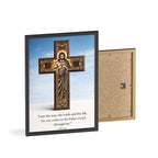 John 14:6 Religious Wall Art Poster with Jesus Cross & John 14:6 Quote — Framed Wooden Poster