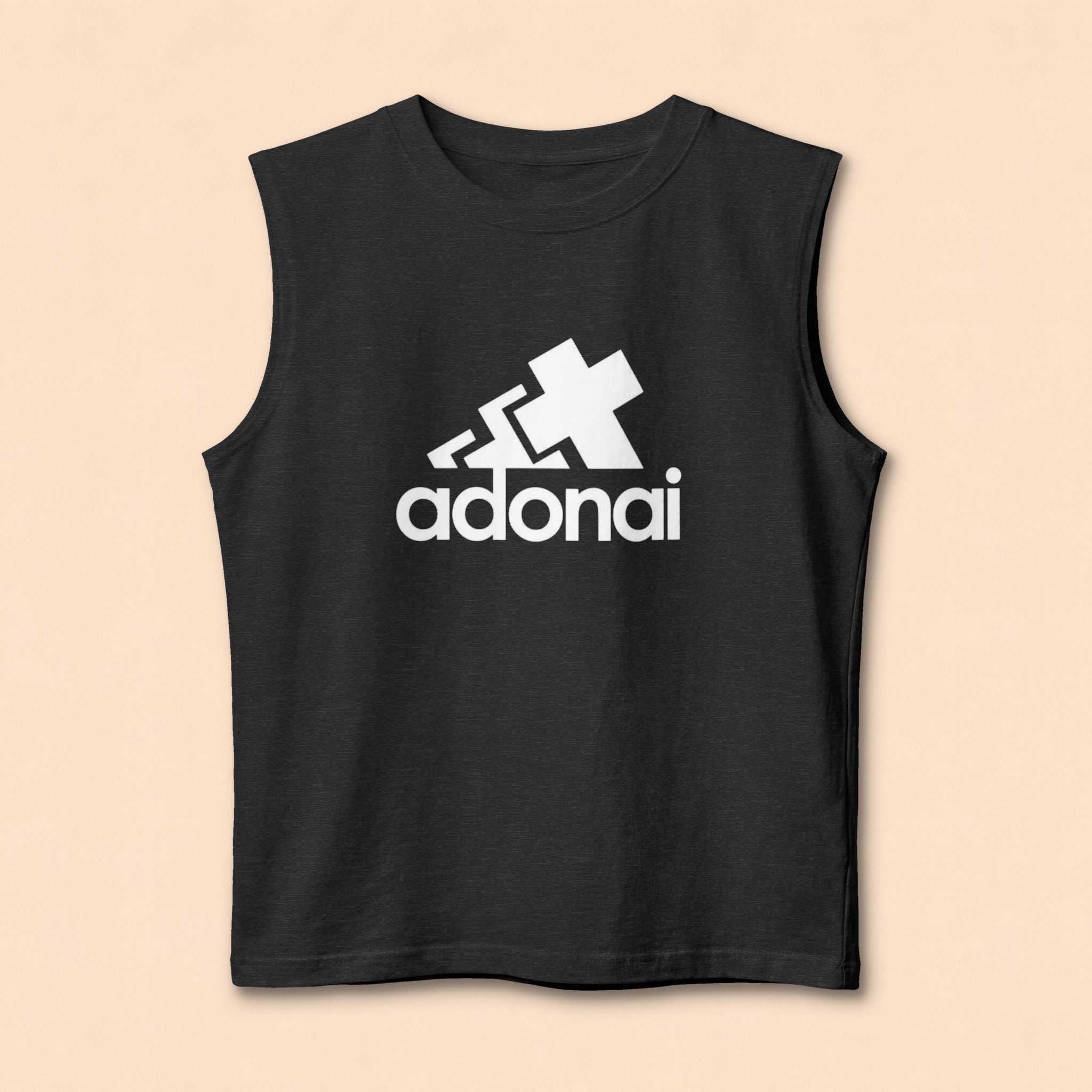 Adonai Logo Muscle Tank — Christian Faith Graphic Tank Top