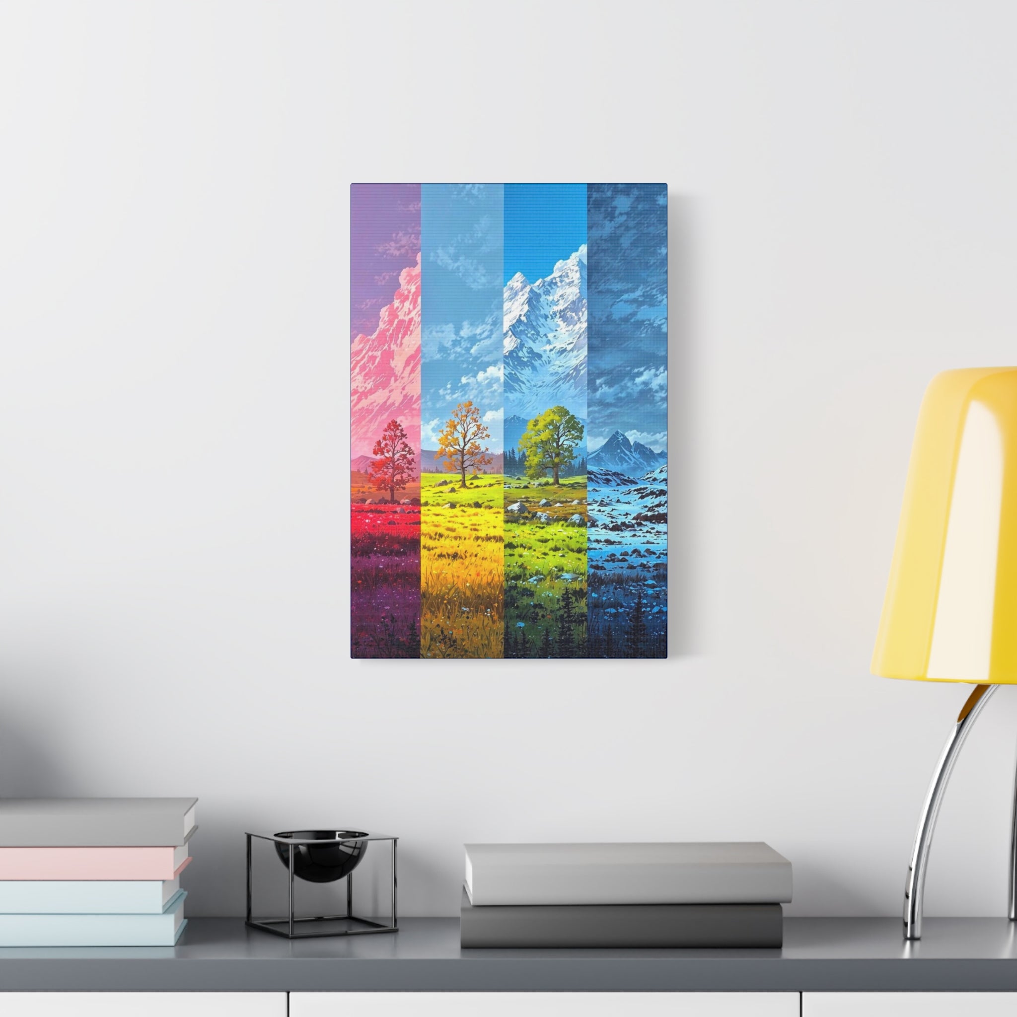 Seasons Spectrum Matte Canvas Wall Art — Colorful Mountain Landscape (Stretched)