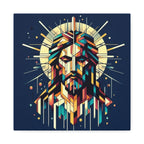 Geometric Jesus Portrait Canvas — Modern Christian Wall Art