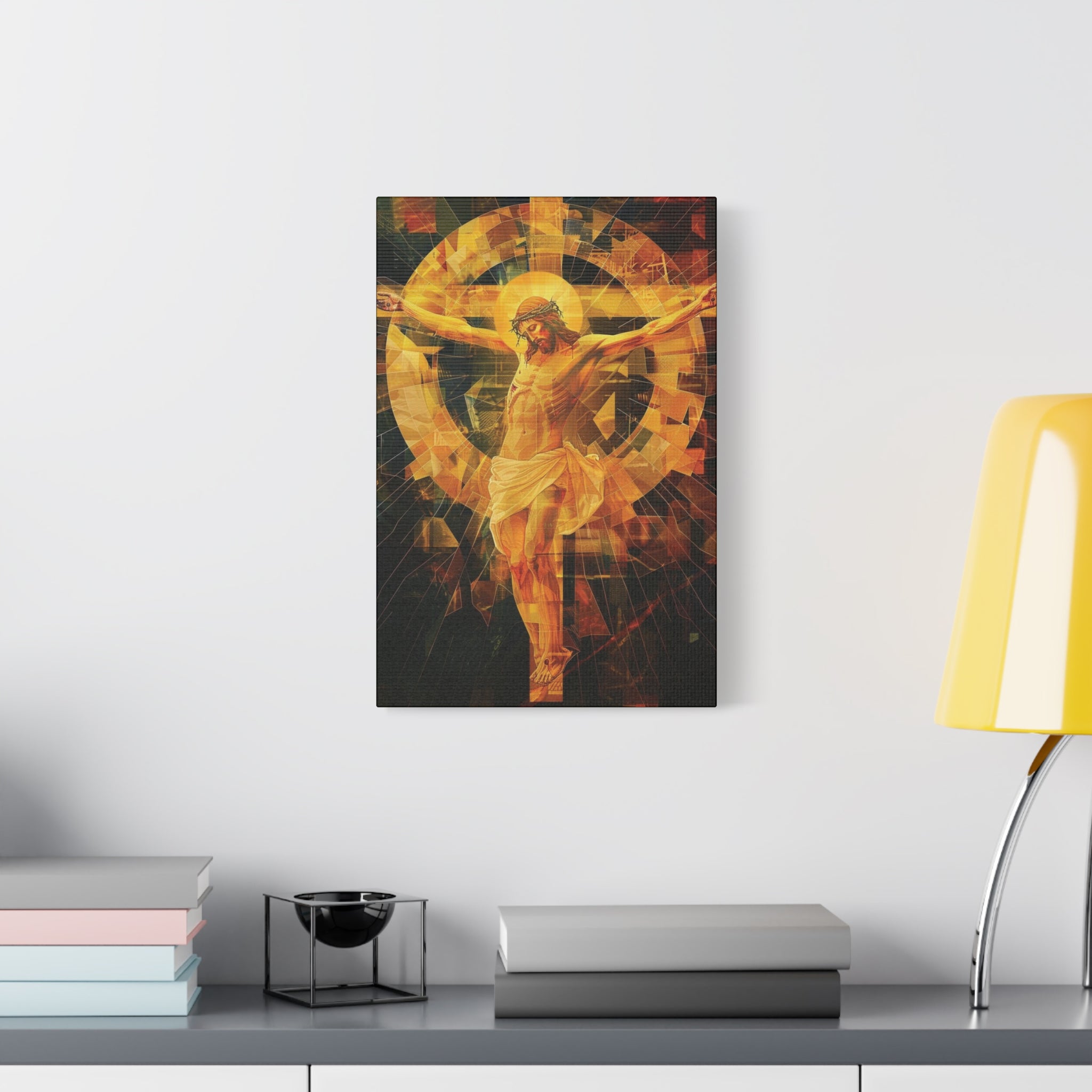 Resplendent Crucifixion Canvas Art — Jesus on Cross Wall Decor (Matte Stretched)