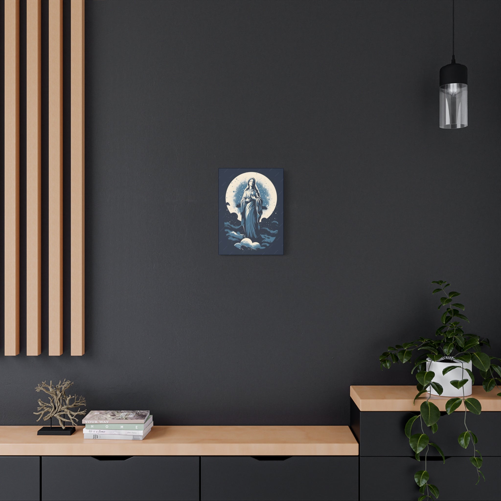 Virgin Mary Canvas Print — Blue Moon Religious Wall Art (Matte Stretched)