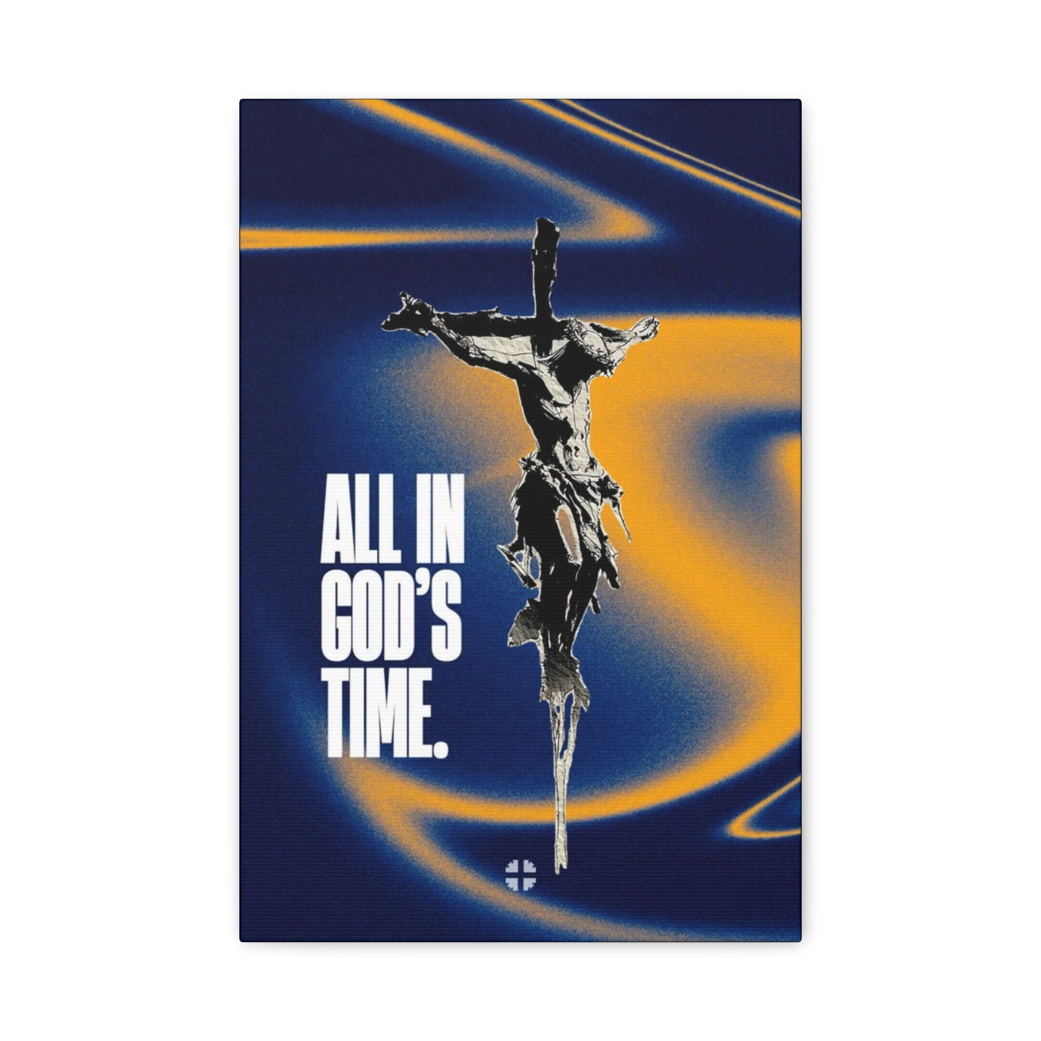 All in God's Time Canvas Wall Art — Modern Christian Crucifix Print