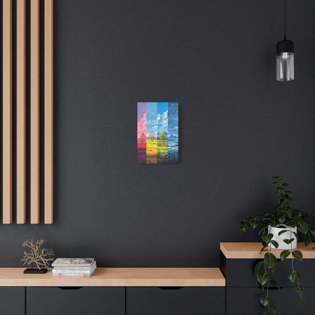 Seasons Spectrum Matte Canvas Wall Art — Colorful Mountain Landscape (Stretched)