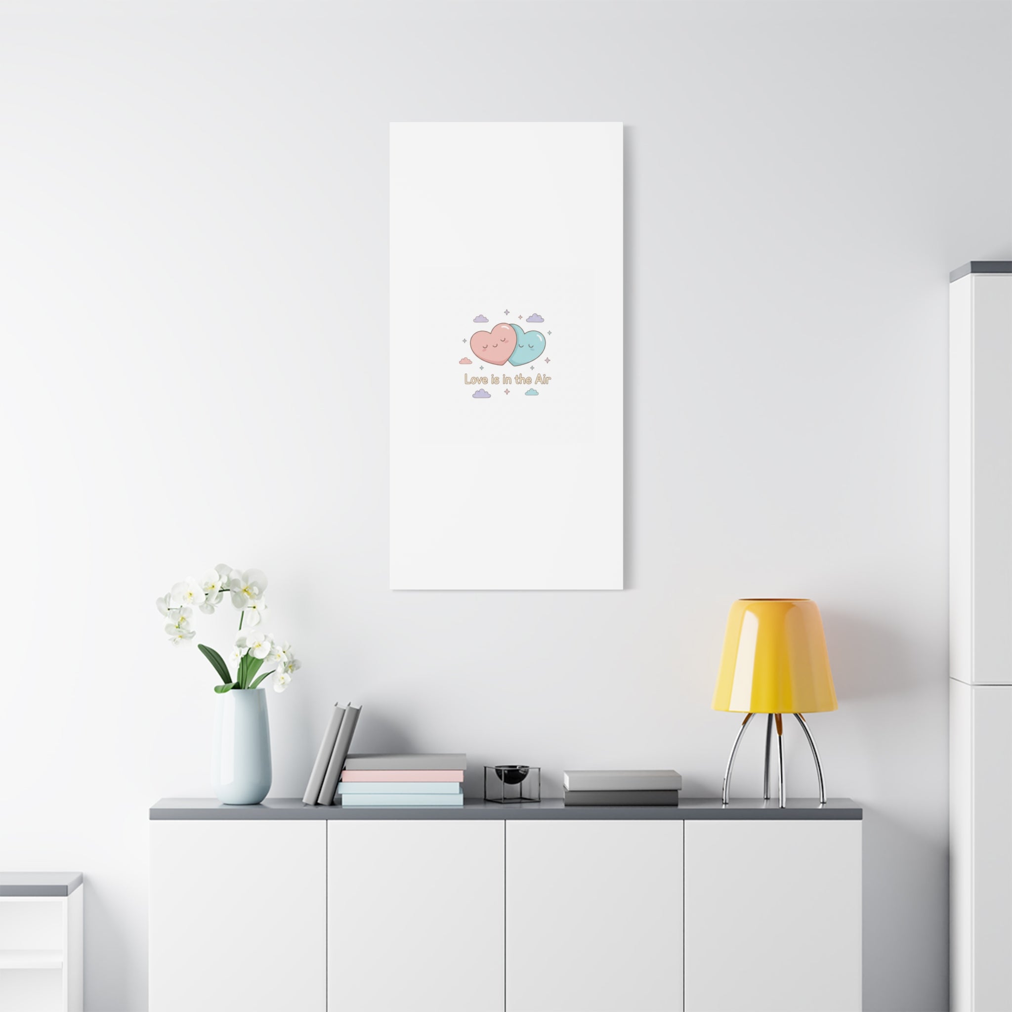 Love Is in the Air Heart Illustration Canvas | Micro‑Romance Galentine’s Pastel