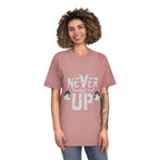 Never Give Up Fitness Tee — Motivational Weightlifting T‑Shirt