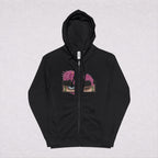 Green Zip Zoro Hoodie with Retro Cassette & Palm Graphic