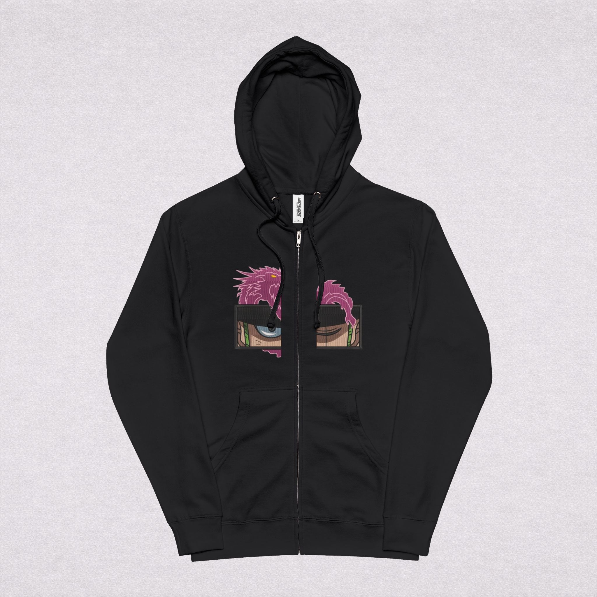 Green Zip Zoro Hoodie with Retro Cassette & Palm Graphic