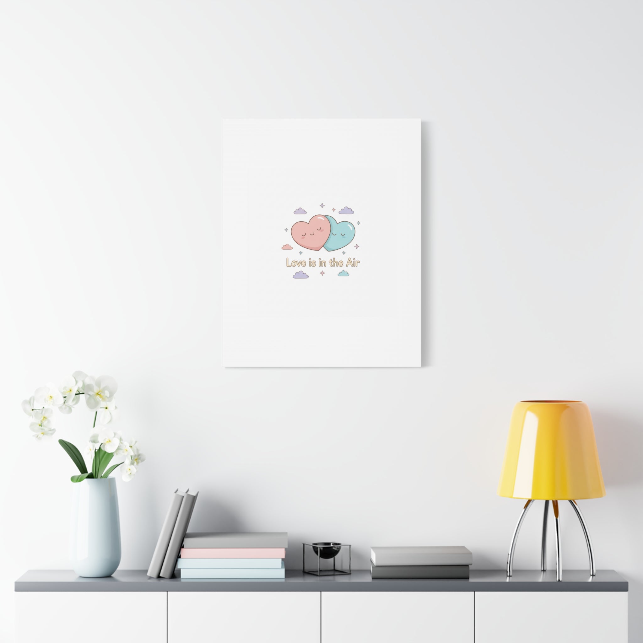 Love Is in the Air Heart Illustration Canvas | Micro‑Romance Galentine’s Pastel